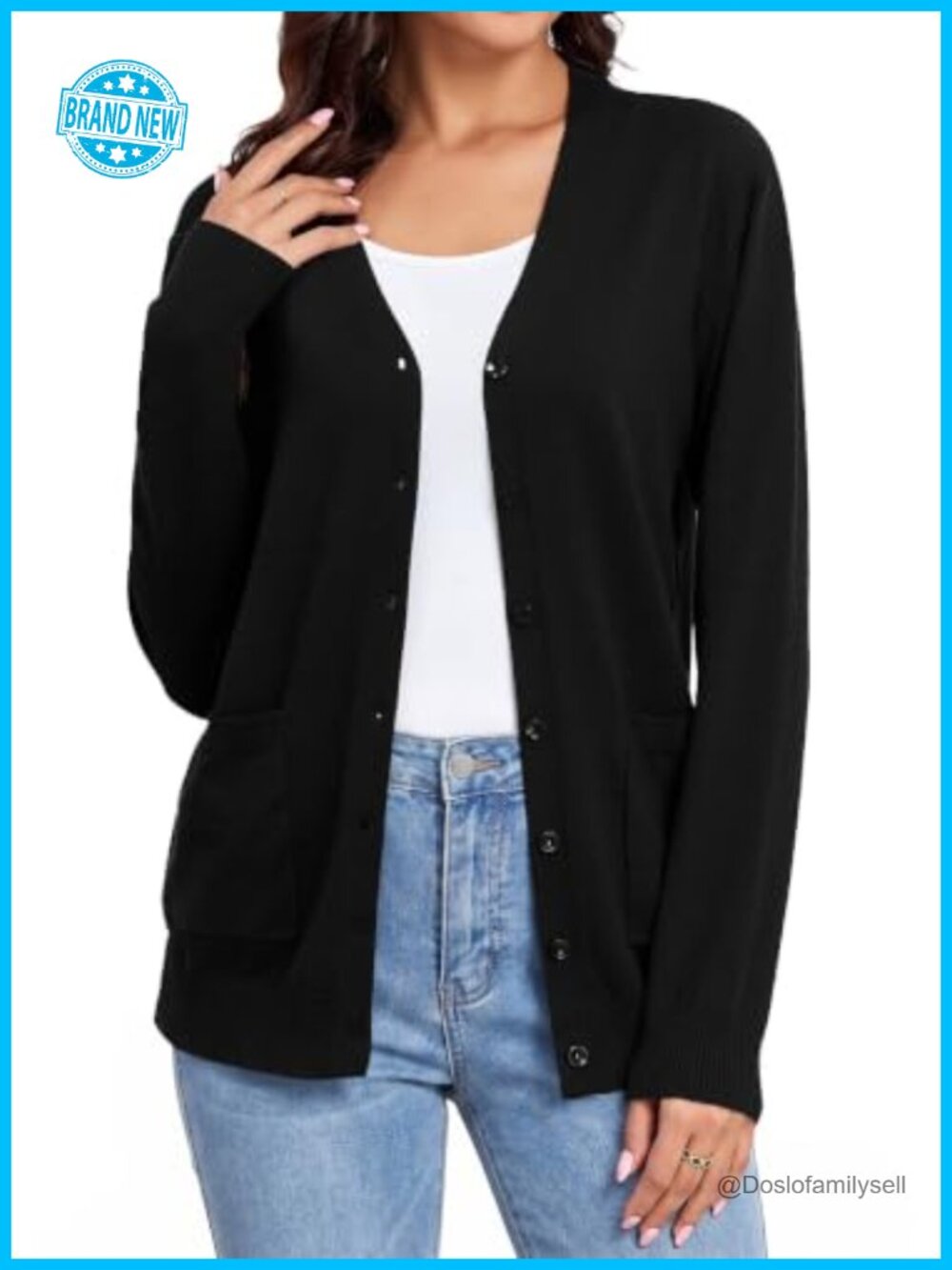 Lightweight Button Down Cardigan Sweater with Pockets V Neck Knit